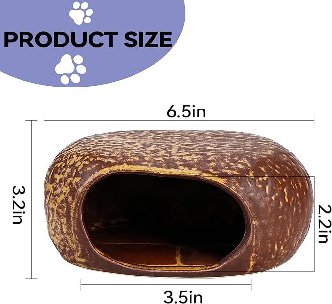 Hamster Hideout, Ceramics Hamster CageHabitat,Stone-Shaped Hamsters Houses and Hideouts for Syrian Dwarf Hamsters Guinea Gerbils Lemmings or Other Similar-Sized Small Pet Small Animal Bed