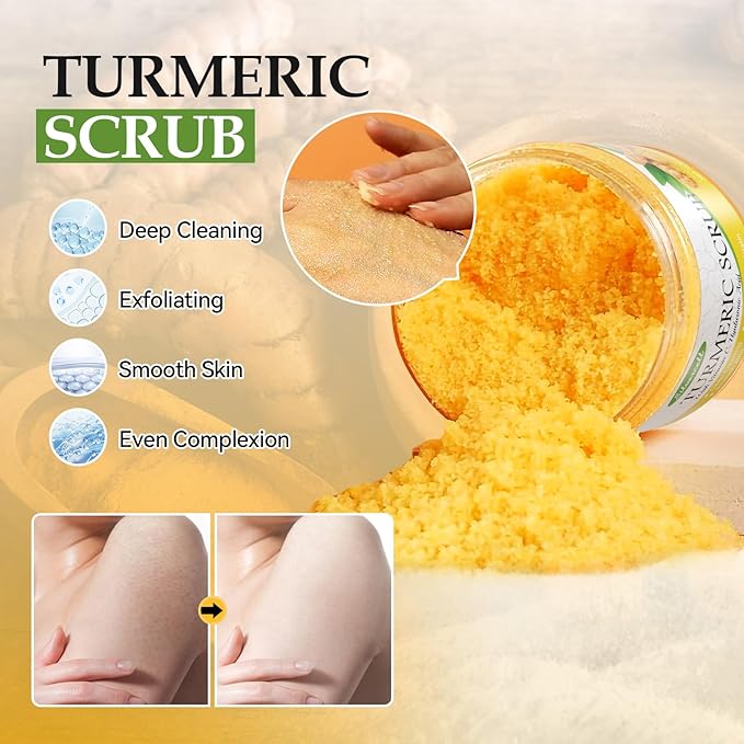 Turmeric Skin Care Set Mothers Day Gifts, Hydrating Skincare Gift Set with Turmeric Soap, Oil, Cream & Scrub to Even Glow Tone, Natural Skincare Set Birthday Gifts Facial Kit for Women & Teen Girls