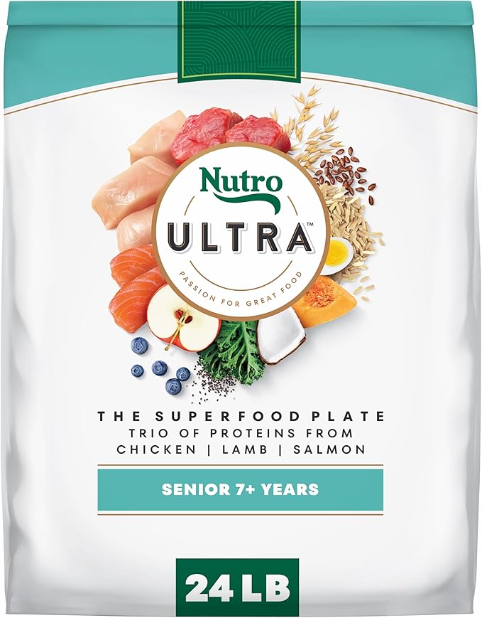 Nutro Ultra Senior Dry Dog Food with a Trio of Proteins from Chicken, Lamb and Salmon, 24 lb Bag