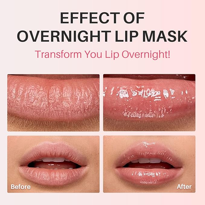 Lip Mask, Hydrating Overnight Lip Sleeping Mask, Lip Moisturizer for Dry Cracked Lips Care, Dual-Color Lips Balm for Nourishing and Softening Lips, Minimizes Fine Lines - Lemon Mint
