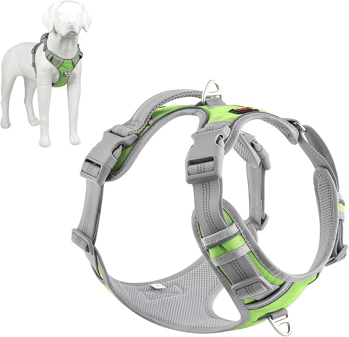 Plutus Pet No Pull Dog Harness, Release at Neck, Reflective Adjustable Dog Vest Harness, Easy Control Handle for Walking, for Small Medium Large Dogs, Green, XL