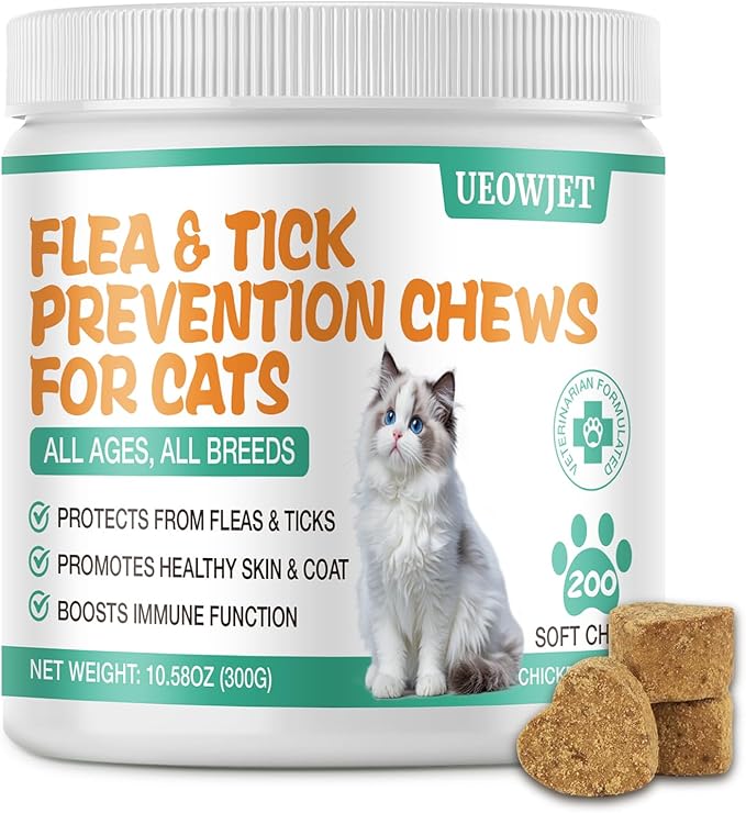 Flea and Tick Prevention for Cats Soft Chews Natural Cat Flea Treatment Flea Treatment for Cats, Cat Oral Flea, Immune Support Supplement