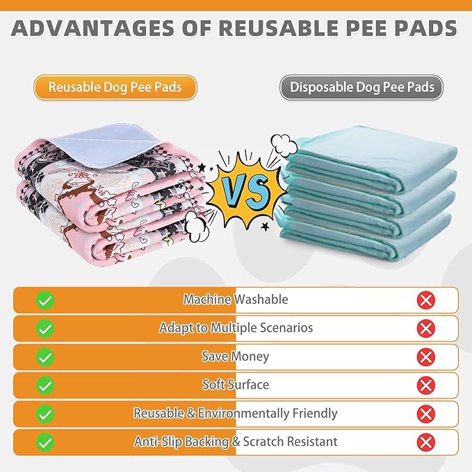 KOOLTAIL Washable Pee Pads for Dogs, 2 Pack Super Absorbent Reusable Puppy Training Pads Waterproof, Nonslip and Leak-Proof Dog Pee Pads, Large Pet Mats Whelping Pads for Floor, Crate, Couch, 36"x41"