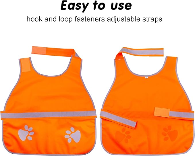 Geyoga 2 Pieces Dog Reflective Vest Adjustable Dog Safety Service Vest Pet High Visibility Apparel Pet Jacket Clothes Safeguard for Hunting Outdoor Walking Night(M,Blaze Orange, Fluorescent Yellow)
