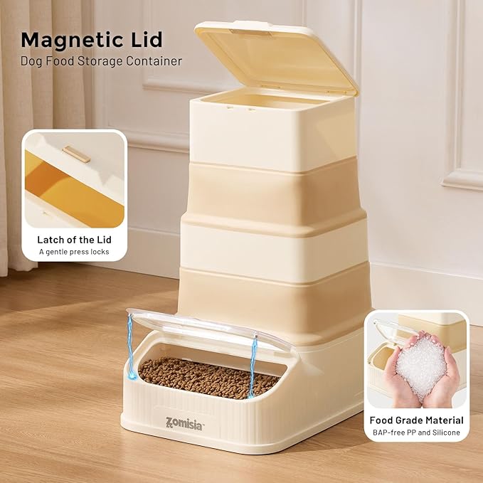 35-40lbs Collapsible Dog Food Storage - First-in, First-out Easy Dispense Base for Freshness, Pet Food Storage Containers with Transparent Lid and Scoop
