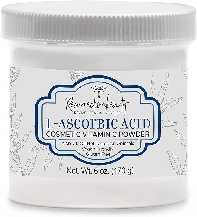 100% Pure L-Ascorbic Acid (Cosmetic Vitamin C Powder for Face) to Make Your Own Premium Beauty Serum, Skincare Mask Treatment, Hyaluronic Serums with Vit C & DIY Facial Skin Care Products 6 OZ