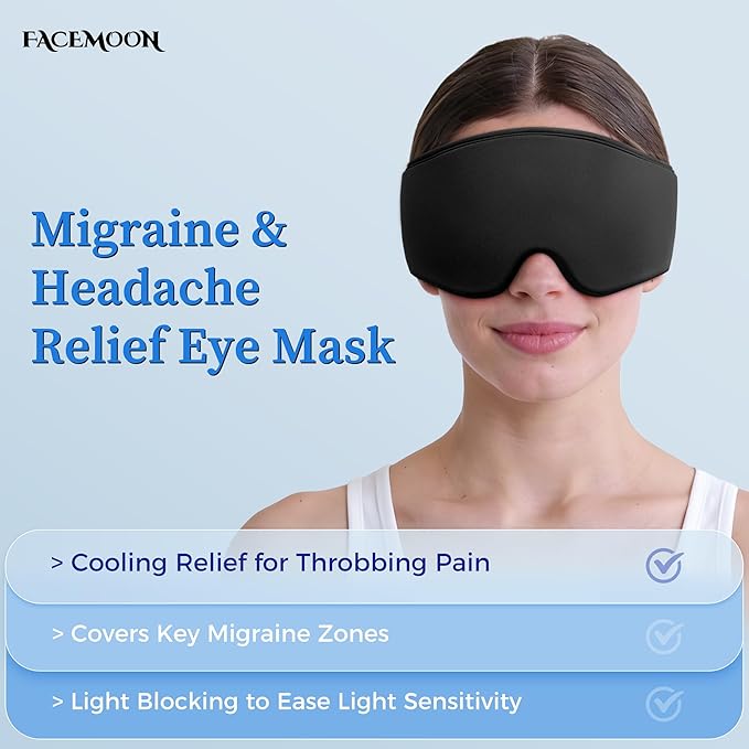 Migraine Relief Gel Eye Mask：FSA/HSA Eligible Cold Compress for Puffy Eyes, Headache & Surgery Recovery – Reusable Cooling Sleep Mask, Eye Care – Soft Ice Pack for Tension and Stress Relief (Black)