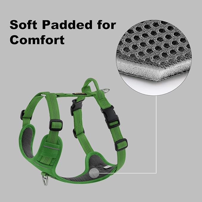 Plutus Pet No Pull Dog Harness, Reflective Adjustable Dog Vest Harness with Handle, Escape Proof, Soft Padded for Small Medium Large Dogs (Green, XS)
