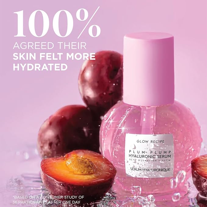 Glow Recipe Plum Plump Hyaluronic Acid Serum, Hydrating + Plumping Face Serum, Korean Serum with Vitamin B5, Barrier Support + Antioxidants, Vegan (30ml)