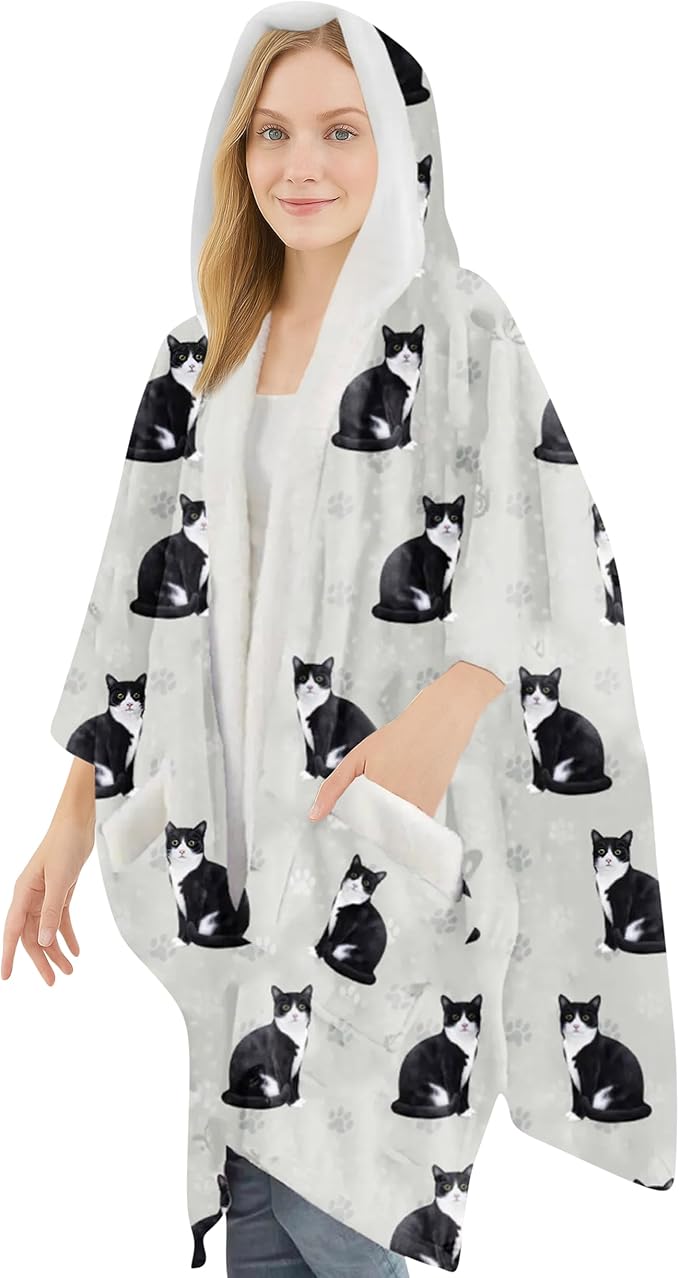 E&S Pets Sherpa Wearable Blanket Hoodie for Women – Soft Fleece Snuggs Wrap – 32 Dog & Cat Breeds – Warm Pet Lover Gifts