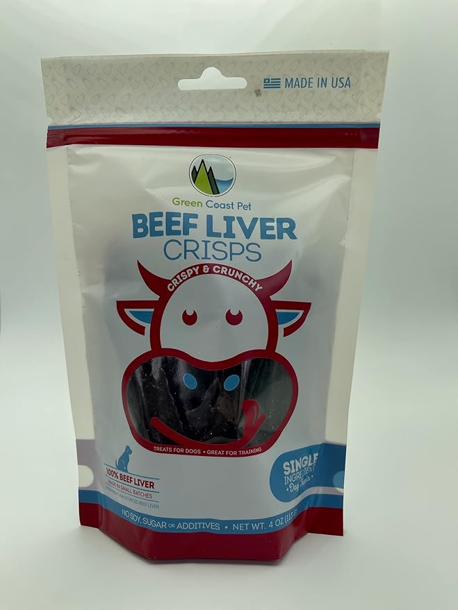 Beef Liver Crisps - 4 oz | Single Ingredient Air-Dried Dog Treats, High Protein, Low Calorie, Made in USA, Perfect for Training & Rewarding