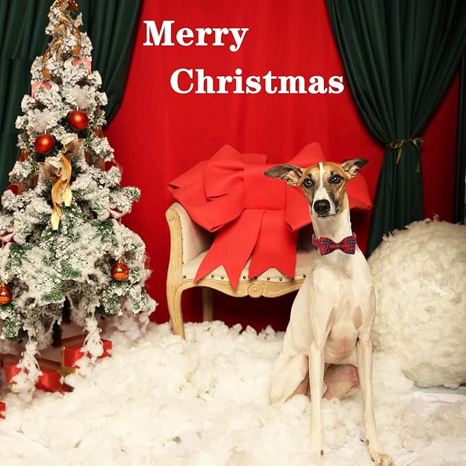 Unique style paws Christmas Dog Collar with Bow Tie Red Black Grid Cotton Collar Adjustable Puppy Plaid Collar for Small Medium Large Dogs