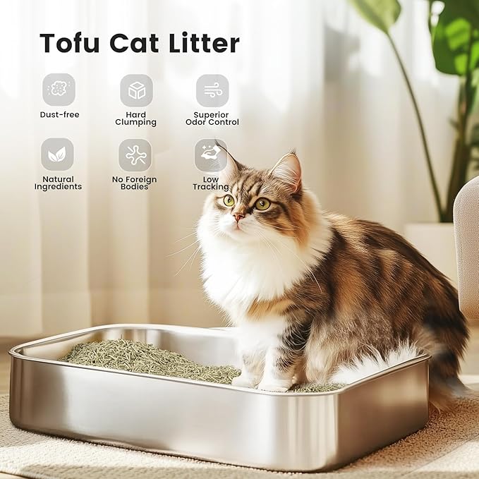 Gardner Pet Natural Tofu Cat Litter, Cat Litter with Green Tea Extract – Dust-Free, Fast Clumping, Flushable, and Odor Control for Multi-Cat Homes, 6lbs x 3 Pack