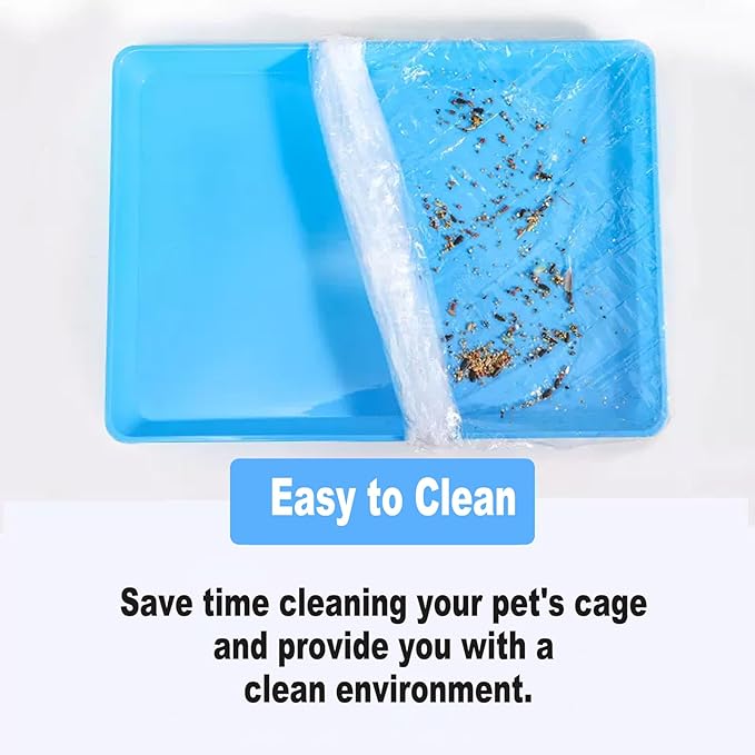 100Pcs Disposable Rabbit Cage Liner, 26'' X 18'' Plastic Guinea Pig Cage Liners Bag Elastic Small Animal Toilet Film, Clear Crate Tray Covers for Bunnies Ferret Hamster