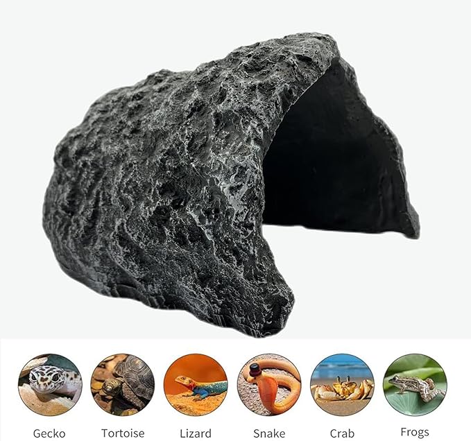 Large Reptile Habitat Hide Resin Snake Hides for Ball Pythons Reptile Hideout and Caves Bearded Dragon Hiding Simulation Rock Terrariums Hideout for Habitat Lizard Leopard Gecko Scorpions Frogs