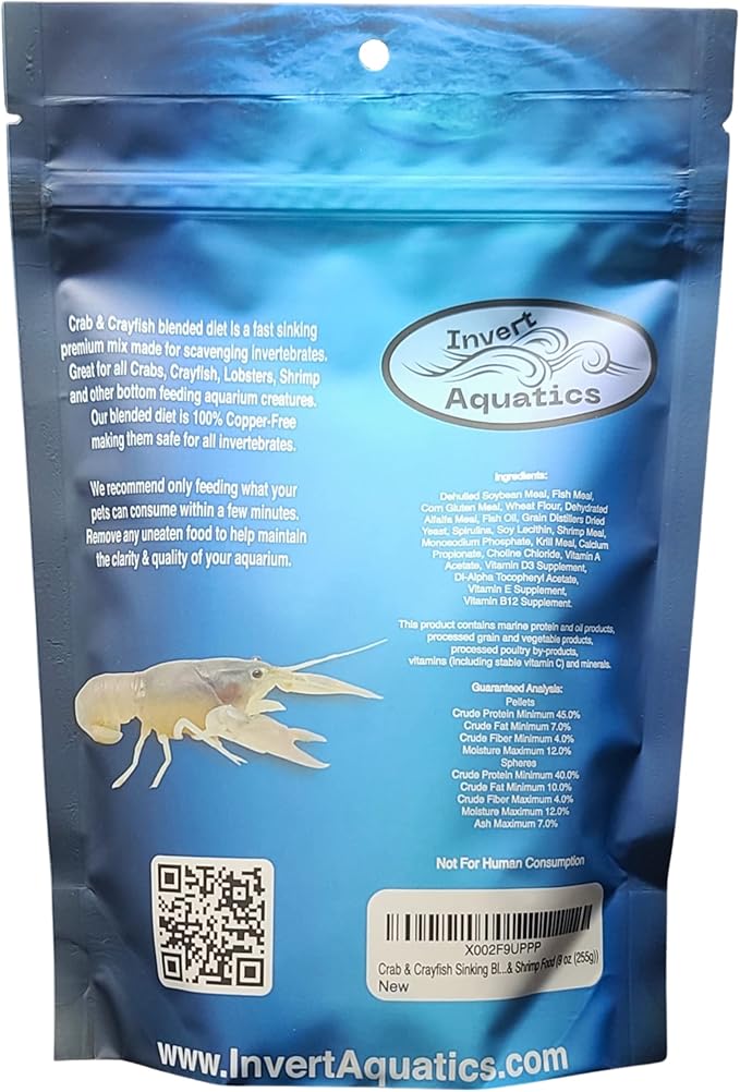 Crab & Crayfish Sinking Blended Diet - Aquatic Crab & Shrimp Food (9 oz (255g))