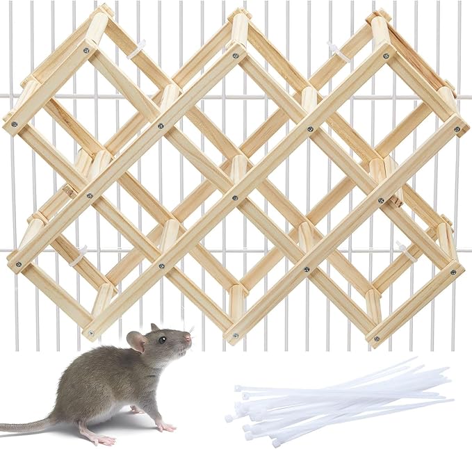 Wooden Rat Climbing Toys, Natural Pet Rat Cage Accessories Climbing Ladder, Fancy Rats Enrichment Toy Activities, Hanging Rodent Toys for Pet Rats in Cage Playing Chewing (L, 1pc)