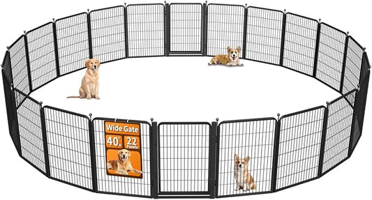 Wide Gate Dog Fence Outdoor Pens Outside,Portable Dog Play Pen 40" H 22 Panels Pet Playpen Exercise Pens for Puppys Small Medium Large Dogs RV Camping Yard Garden Indoor
