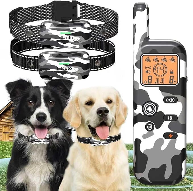 Wireless Dog Fence & Ultrasonic Training Collar -1160-Yard Adjustable Boundary for Outdoor, 6100FT Remote, 4 Modes (Beep/Vibration/Static/Ultrasonic), IPX7 Waterproof, 185-Day Standby, 2 Dogs