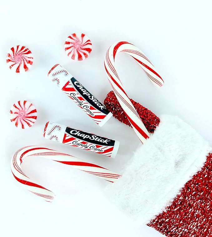 ChapStick Bulk Lip Balm, Candy Cane Packs (12 Sticks) – Fresh & Minty Lip Moisturizer, Stocking Stuffer, 0.15 Oz Ea