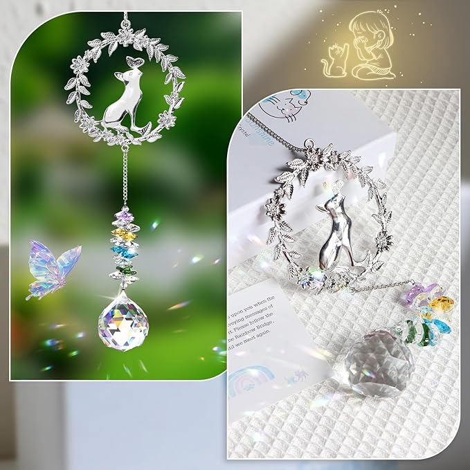 Pet Memorial Gifts for Cats, Loss of Cat Sympathy Gift,Thoughtful Cats Remembrance Sun Catcher,Cat Bereavement Gifts,Pet Loss Bereavement Gift Idea