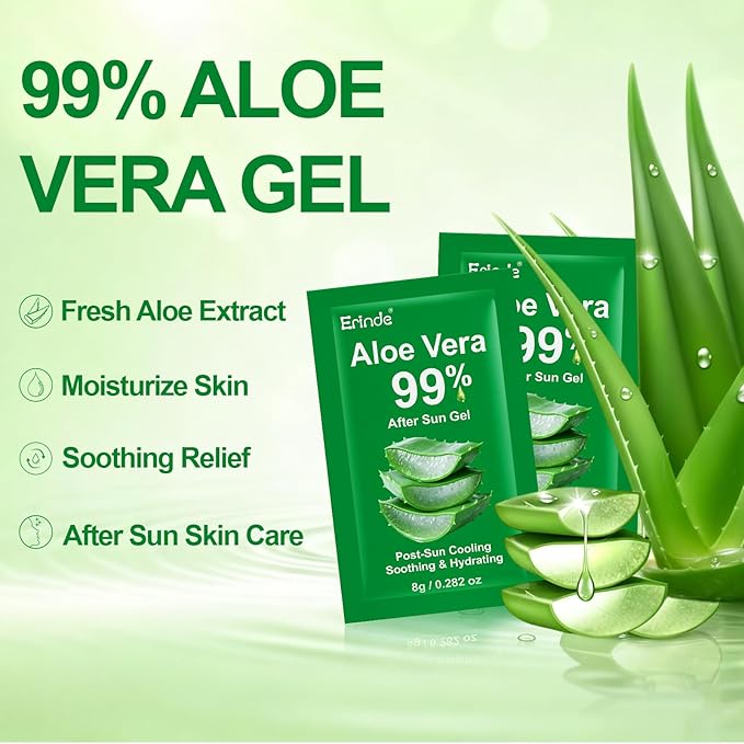 Erinde 60 Pack Aloe Vera Gel for Face, Hair & Body, 99% Pure Aloe Vera Gel for Sunburn Relief, After Sun Skin Care Relief, Skin Care Bulk Soothing Hydrating Aloe Gel Travel Size for All Skin Types