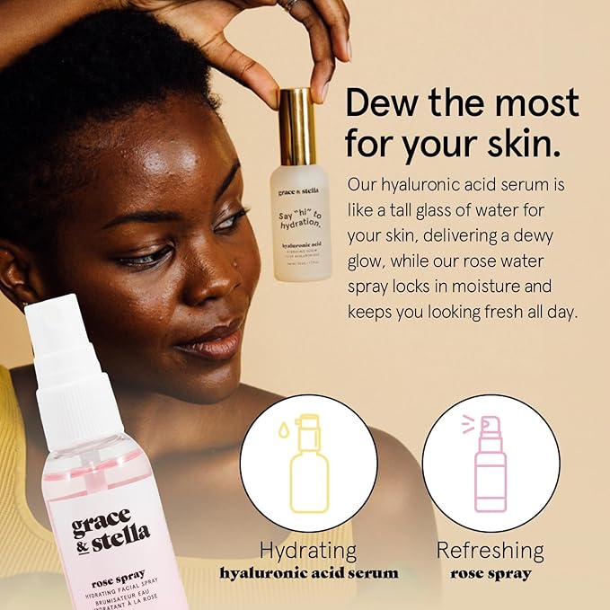 grace & stella Award Winning Skin Care Set - Birthday Gifts for Her, Travel Size Toiletries with Eye Masks, Hyaluronic Acid Serum, Lip Balm & More, Gift Baskets for Women, Vegan Cruelty-Free Self Care