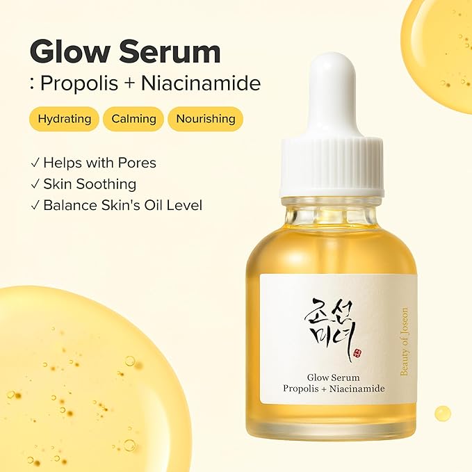 Beauty of Joseon Glow Serum Propolis and Niacinamide Hydrating Facial Soothing Moisturizer for Irritated Uneven Skin Tone, Korean Skin Care, 60ml, 2 Fl.Oz