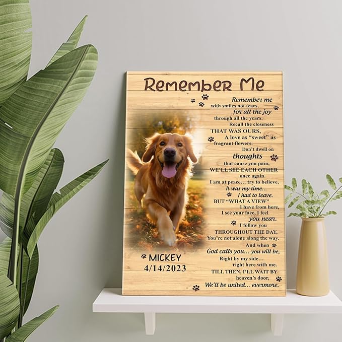 S101616 Dog Memorial Portrait Canvas Gifts - Remember Me Memorial Personalized With Picture Date