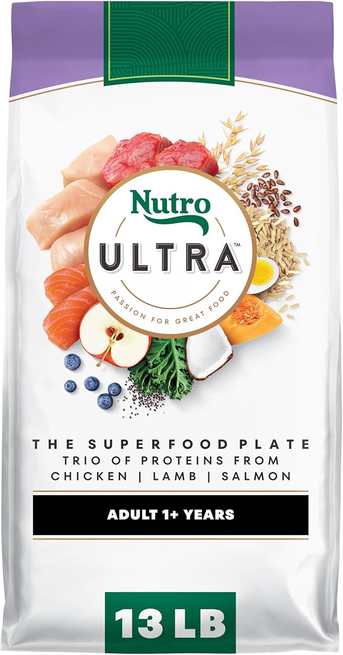 Nutro Ultra Adult Dry Dog Food with a Trio of Proteins from Chicken, Lamb and Salmon, 13 lb Bag