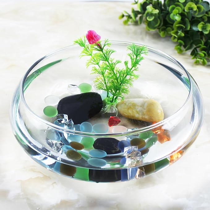 SUPVOX Clear Fish Tank Plastic Vase Bowl Wide Mouth Flower Vase Round Terrarium Plastic Hydroponic Planter Floral Container Clear Fish Bowl for Table Centerpiece Home Decoration 2800ml