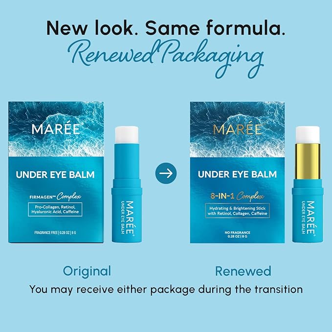MAREE Under Eye Balm Stick Hydrating – Retinol Caffeine Under Eye Brightener Stick for Older Women – Collagen Undereye Cream for Dark Circles & Wrinkles – Skin Care Treatment Moisturizer