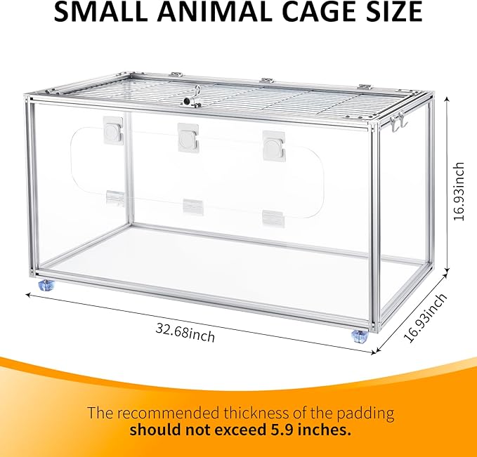 Chewproof T Slot 2020 Aluminum Profile Hamster Cage,Large Hamster Cages,Top & Front Openable,Standard Aluminum Profiles for DIY Pet Habitats