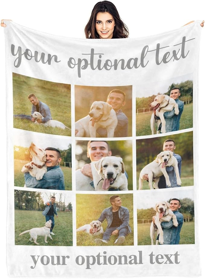 Artsadd Blankets with Pictures Customized, Dog Photos Personalized Blanket Custom Pet Loss Blanket for Mom Dad Friends