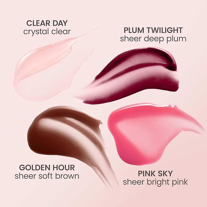 Burt's Bees Lip Oil Pink Sky, Instant Hydration, Nourishes and Softens Lips, Sheer Wash of Color, High Shine Finish, Responsibly Sourced Jojoba Oil, Non Sticky, Wand Applicator, 0.15 Ounce