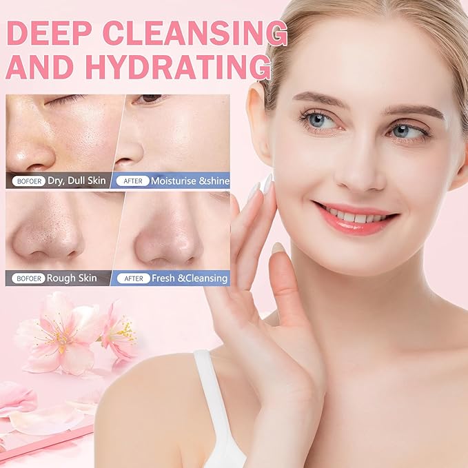 Skin Care Set for Teens Girls,Cherry Blossoms Skincare for Girls 10-12,Hydrating Face Skin Care Kit with Cleanser,Toner,Serum,Eye Cream,Face Cream,Galentines Gifts,Bulk Gift,Valentines Day Gifts