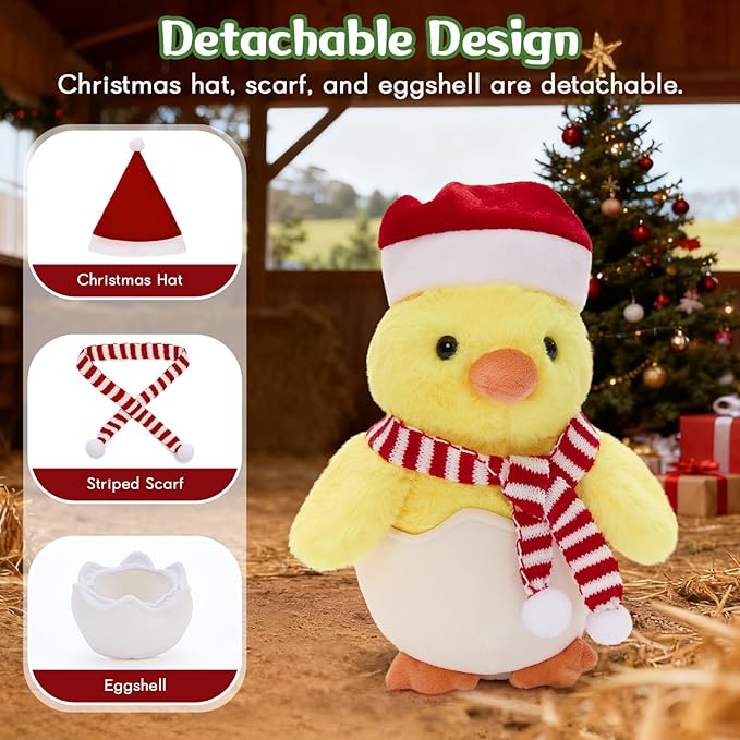 MaoGoLan 6 Pieces Plush Farm Animals with Christmas Outfits, Stuffed Horse Cow Sheep Pig Chicken Bunny Bulk Farm Animal Toys for Girls Kids Christmas Decorations Valentine's Day Easter Gifts