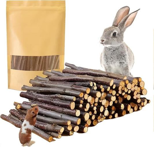 1000g Organic Apple Sticks Small Animals Molar Wood Treats Toys for Chinchillas Guinea Pig Rabbits Hamster Gerbil Parrot Bunny Chew Stick Toys, 35.3 OZ