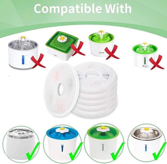 16 Pack Cat Water Fountain Replacement Filters Fit for 3L Flower Water Dispenser Automatic Pet Dog Cat Fountain Filter