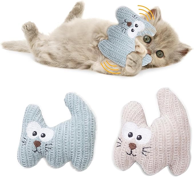 Catnip Toy for Cats & Kittens, 2Pcs Plush Rope Cat Chew Toy with Bell, Bite Resistant Catnip Toys Cat Teething Toy (Animal Shapes)