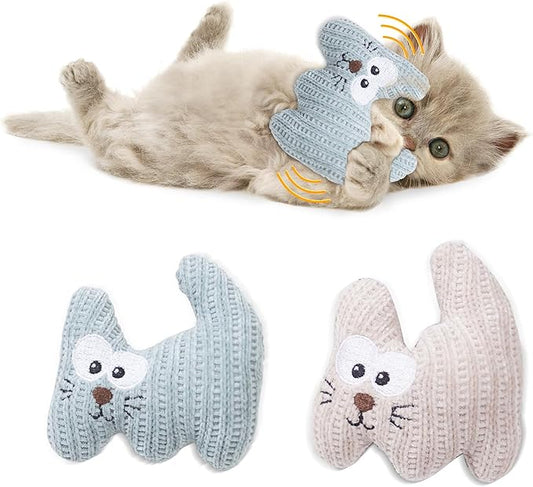 Catnip Toy for Cats & Kittens, 2Pcs Plush Rope Cat Chew Toy with Bell, Bite Resistant Catnip Toys Cat Teething Toy (Animal Shapes)