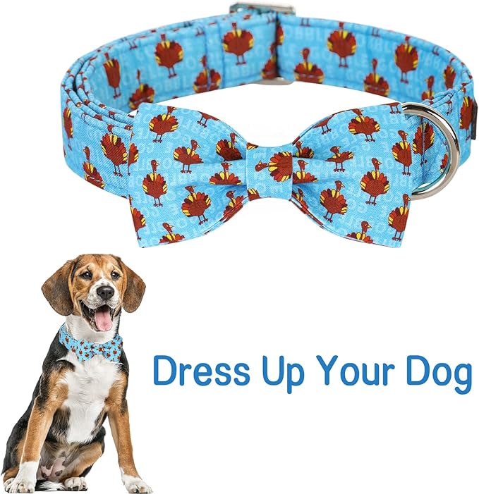 Unique style paws Christmas Dog Collar with Bow Tie Red Elk Cotton Collar Adjustable Puppy Collar for Small Medium Large Dogs-S