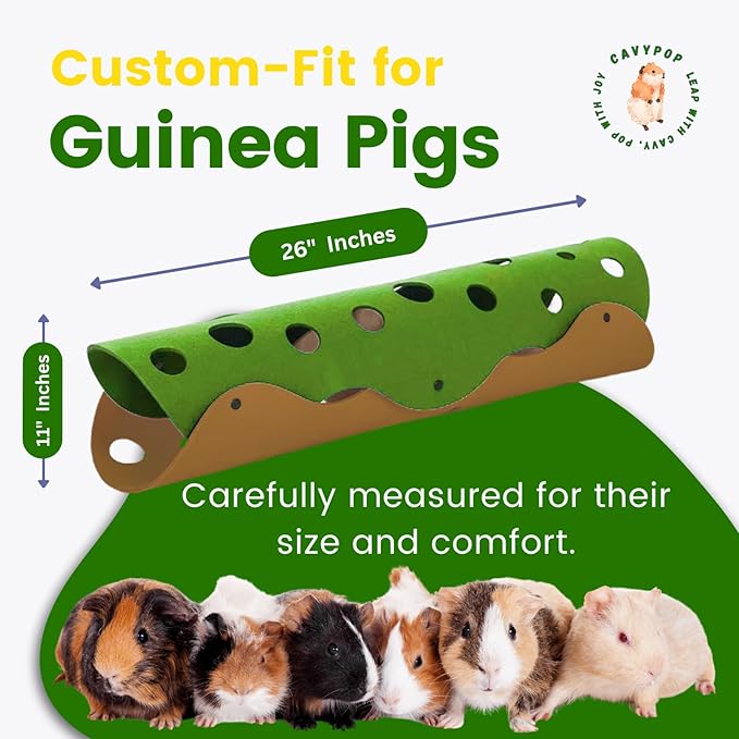Guinea Pig Tunnel & Hideout – Washable Felt Hide and Play Tube for Small Animal Enrichment, Indoor Cage Accessories for Bunnies, Rabbits, Rats, Chinchillas – Cozy Corner Hideaway – Yellow