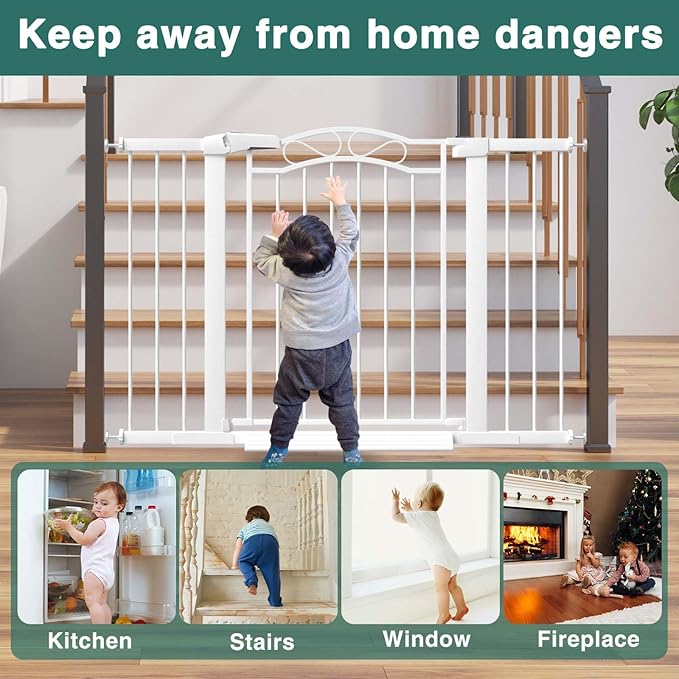 Fairy Baby 48.8"-51.5" Child Baby Gates for Doorway Stairs Hallway Stairway Gate for Kid or Pet Dogs Walk Through Pressure Mounted