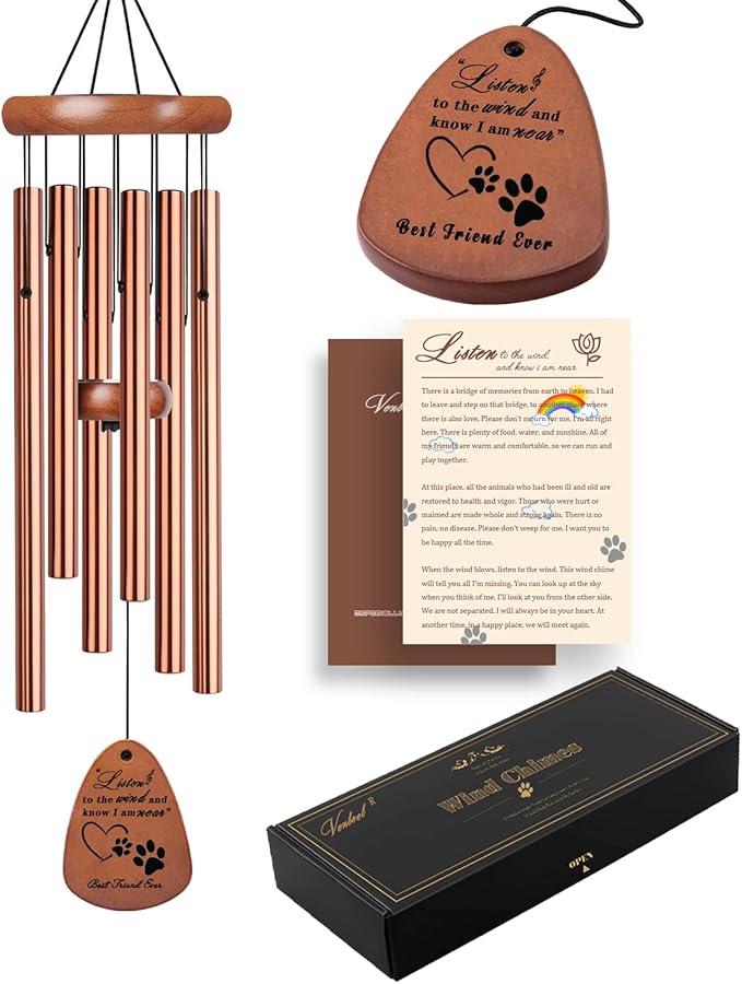 Dog Memorial Gifts, 28" Pet Memorial Wind Chimes, Pet Loss Sympathy Gift, Loss of Dog Remembrance Condolences Passing Away Gift