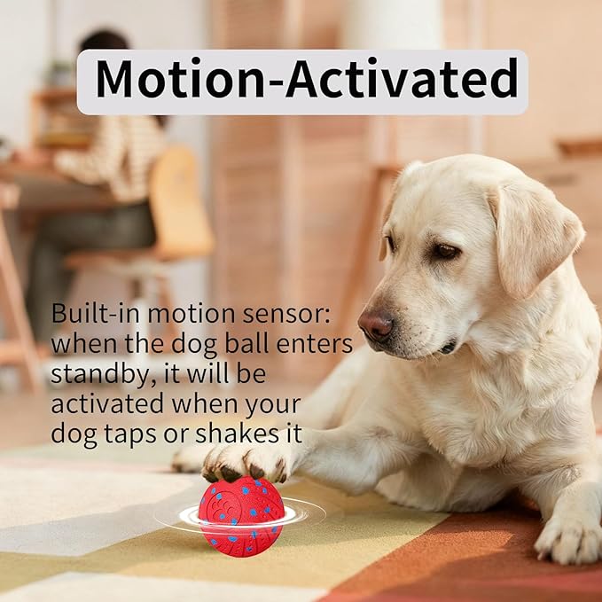 Smart Interactive Dog Toys, Activated Moving, Bouncing, Rotating Ball for Medium/Large Dogs, 2025 E-TPU Material, Motion-Activated Dog Gift to Keep Them Busy, IP54 Waterproof & USB Rechargeable