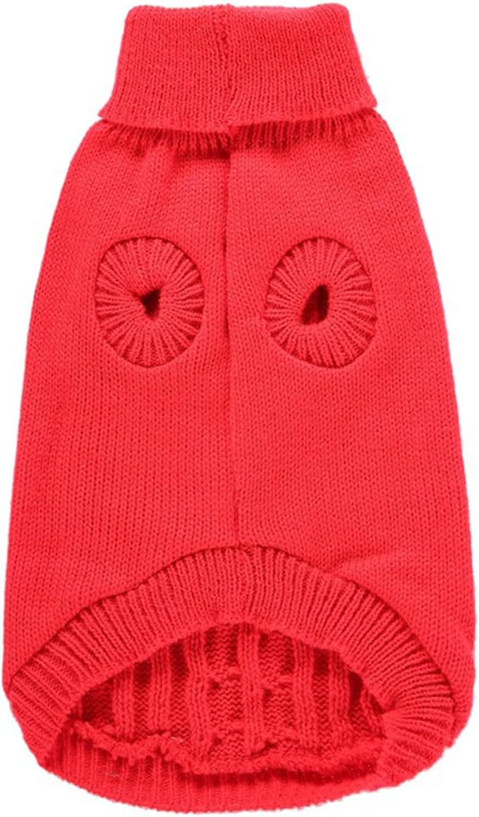 CHBORCHICEN Small Dog Sweaters Knitted Pet Cat Warm Dog Sweatshirt Winter Clothes Kitten Puppy Sweater (Small,Red)