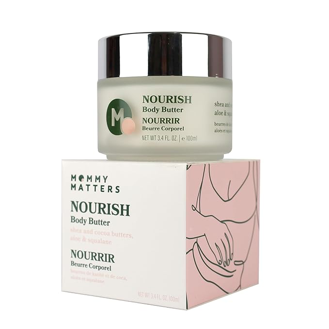 Mommy Matters NOURISH Body Butter, Pregnancy Belly and Postpartum Skin Care, Natural Stretch Mark Cream with Shea & Cocoa Butter, Vegan, Clean & Cruelty-free, 3.4 oz