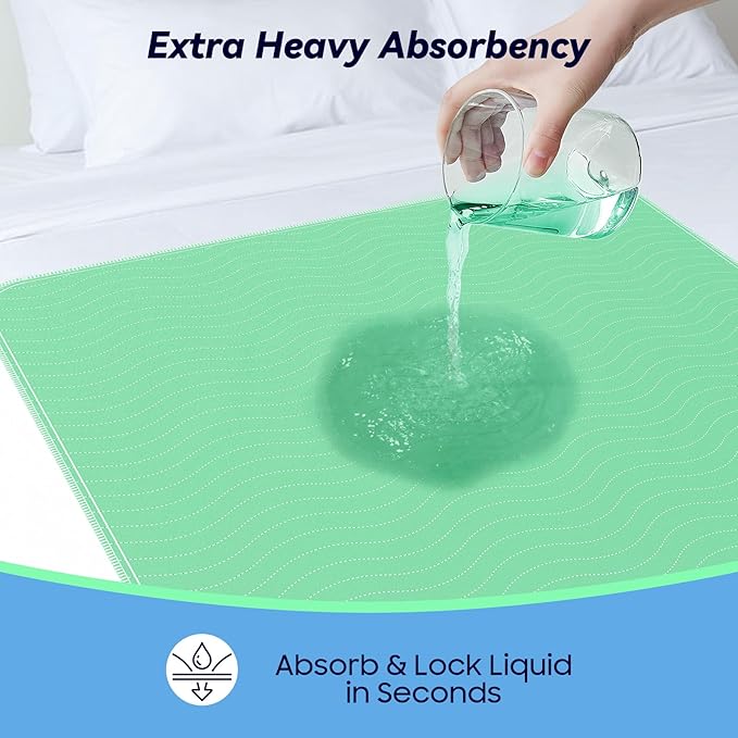 6 Pack 36” x 36” Extra Heavy Absorbency Washable Underpads, Waterproof Quick Drying Nursing Pads Incontinence Bed Pads, Reusable Washable Pee Pads for Dogs, Diaper Changing & Adults
