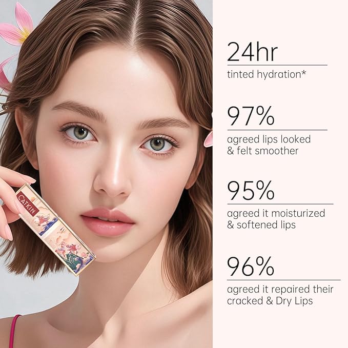 CATKIN Lip Balm Color Changing Lipstick Ultra Hydrating Lip Moistrurizer with Vitamin E Nourishing For Cracked & Dry Lips 0.12 oz C22